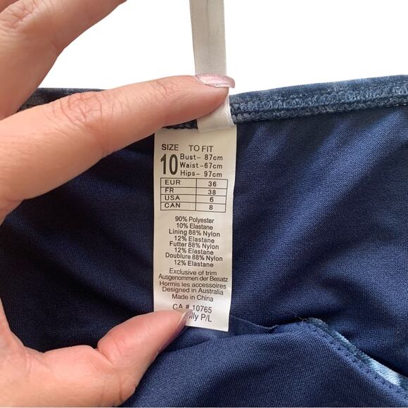 Seafolly Women’s Swim Crushed Blue Velvet Bikini Bottoms Size 6 - Picture 4 of 7